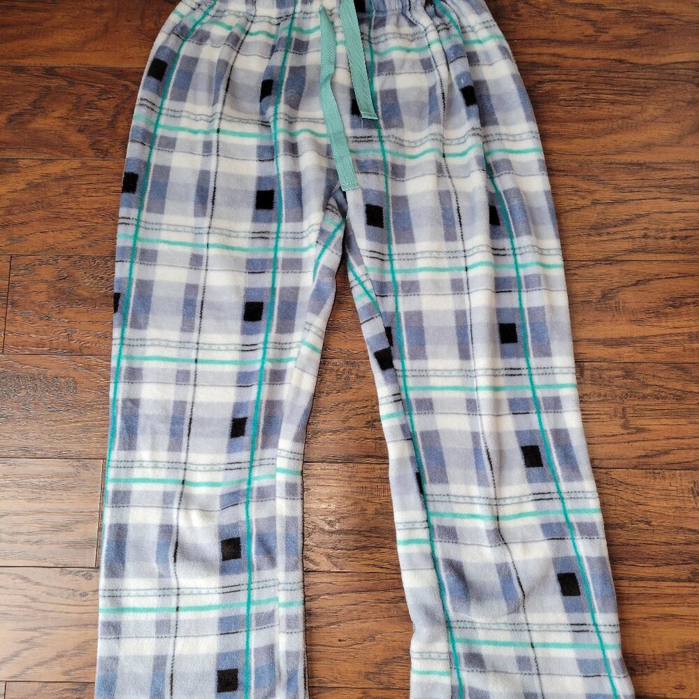 ARCTIC TRAIL Trading Co White Gray Green Plaid Checker Print Soft Pajama Pants L